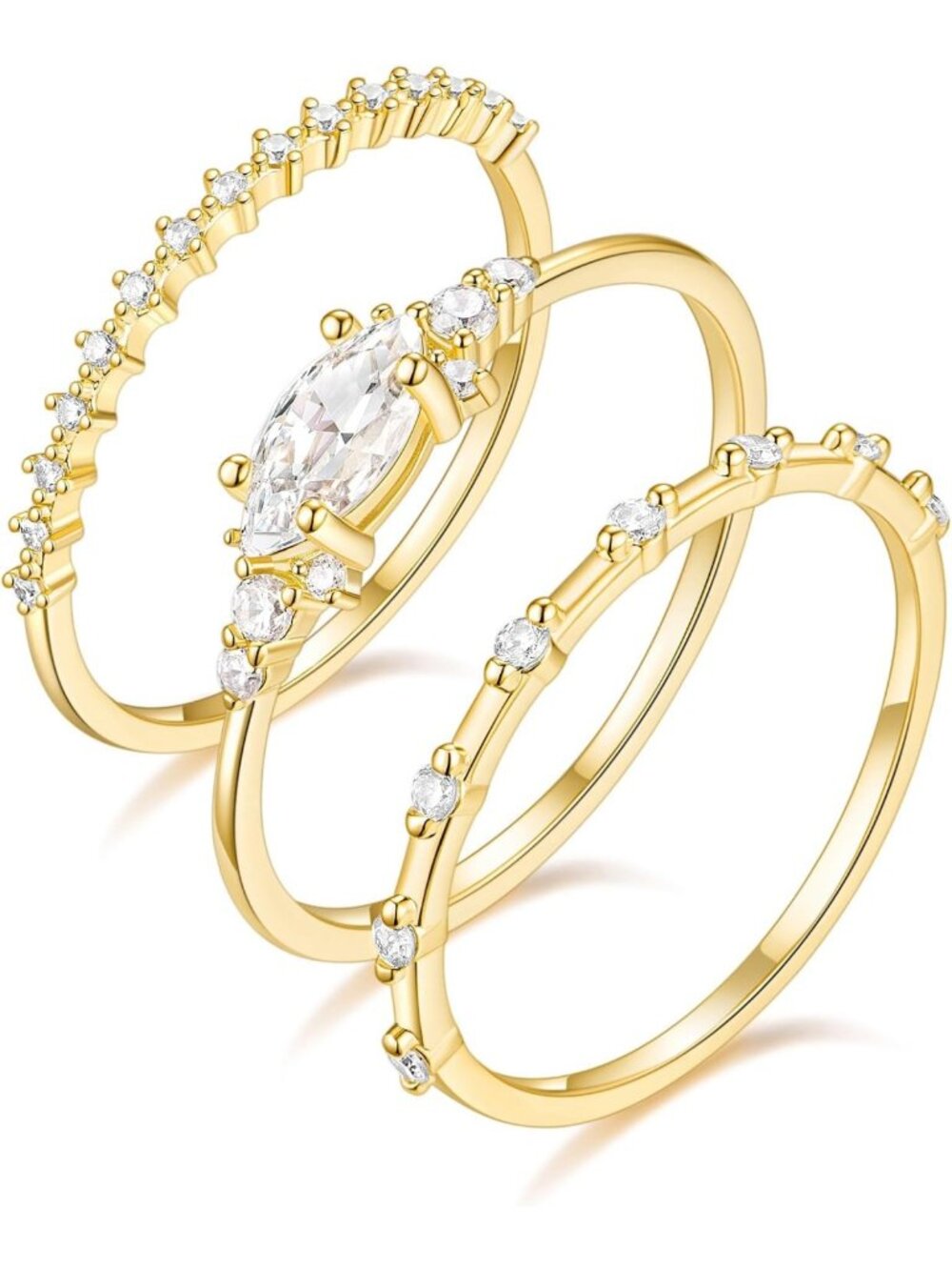 14K Gold Plated Minimalist Stacking Rings Set for Women, Knuckle & Statement
